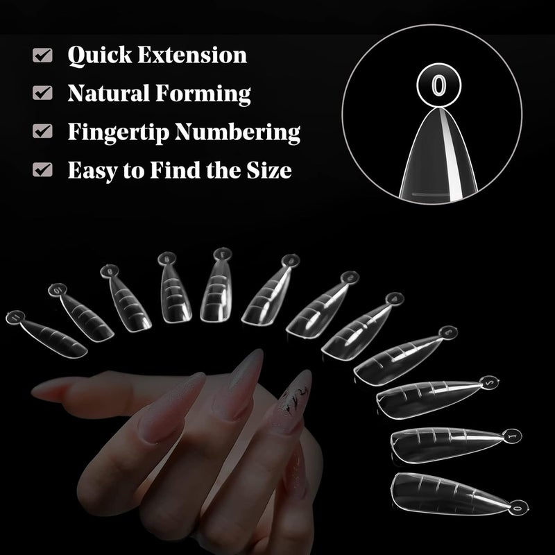 krofaue Poly Extension Gel - 120pcs Dual Nail Forms with 12 Sizes Stiletto False Molds Lady Almond Style Full Cover Builder for Nails Acrylic Forms fit DIY at Home - Image 3